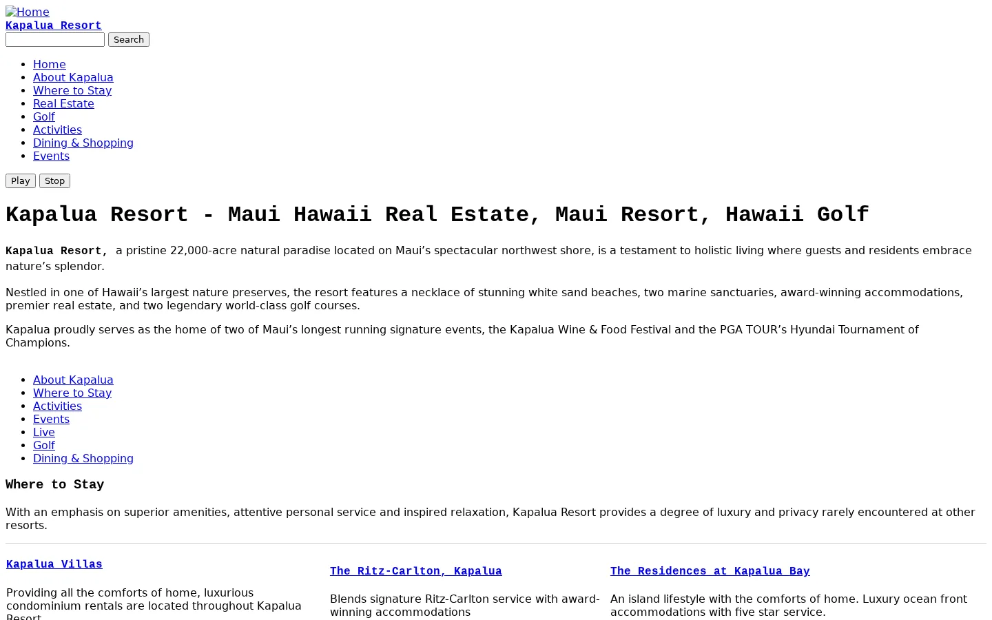 Kapalua before redesign