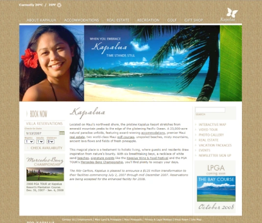 Kapalua website before redesign