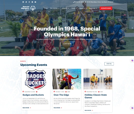 Special Olympics Hawaii website after redesign by Webmaster Services Hawaii
