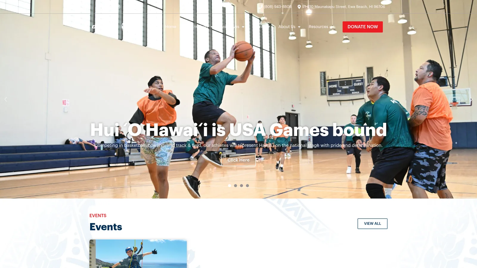 Special Olympics Hawaii website on desktop